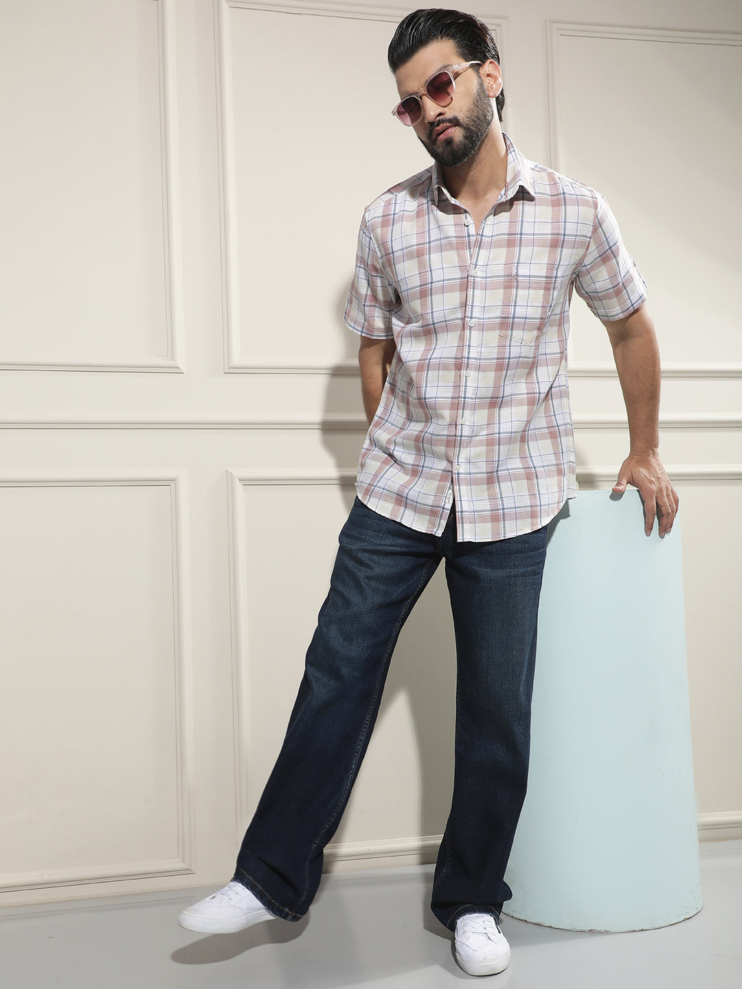 Multi-Color Checked Linen Shirt