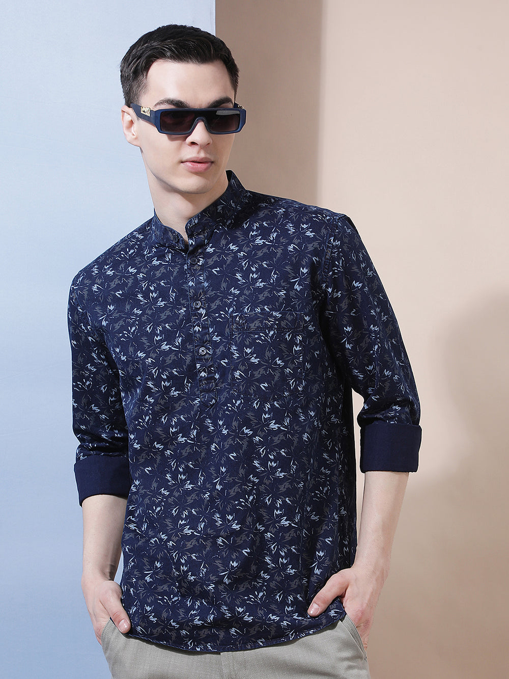 Olive Floral Print 100% Cotton Kurta