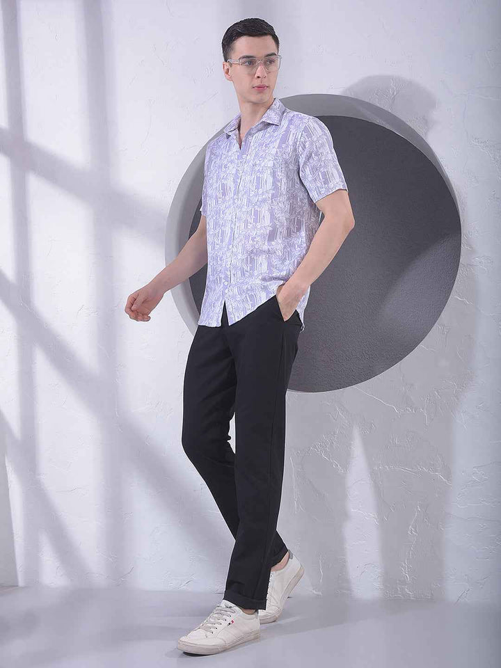 Purple Floral Print 100% Cotton Shirt