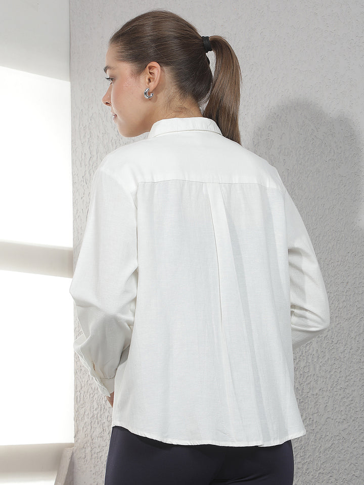 Off White Graphic Print Linen Shirt