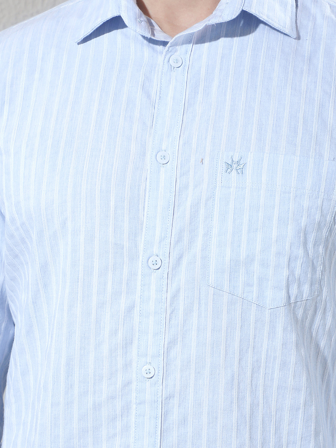 Sky Blue Vertical Stripes Shirt