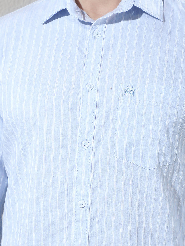 Sky Blue Vertical Stripes Shirt