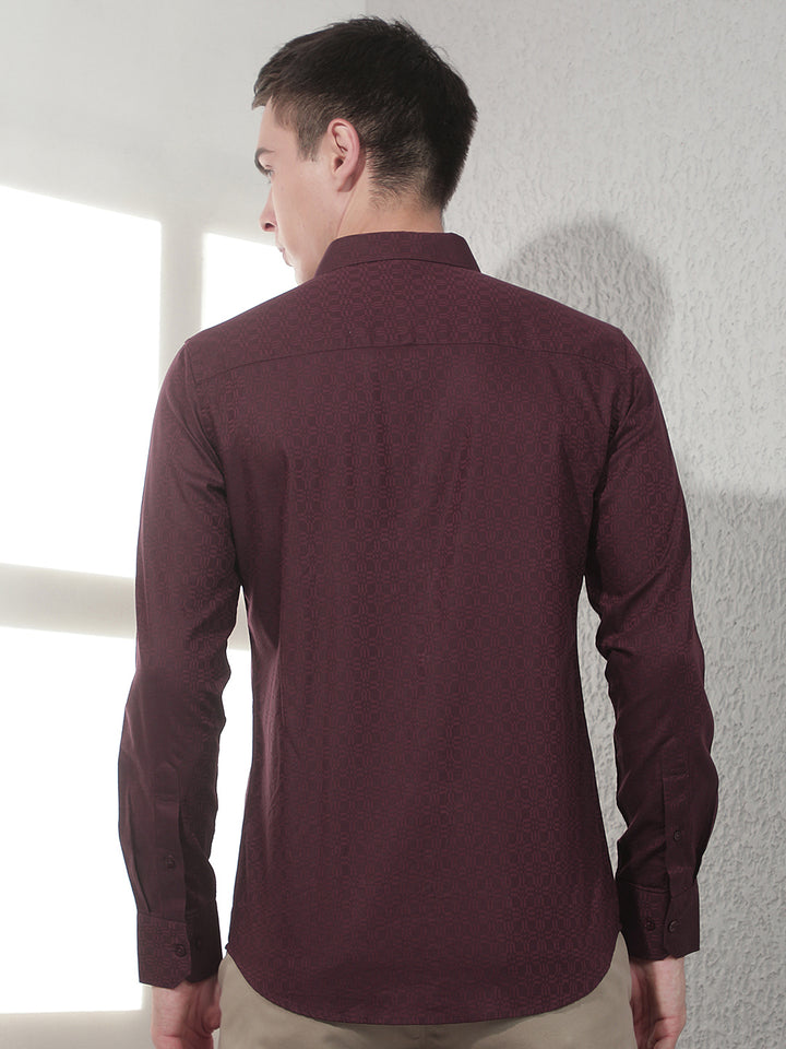 Maroon Abstract Print Shirt