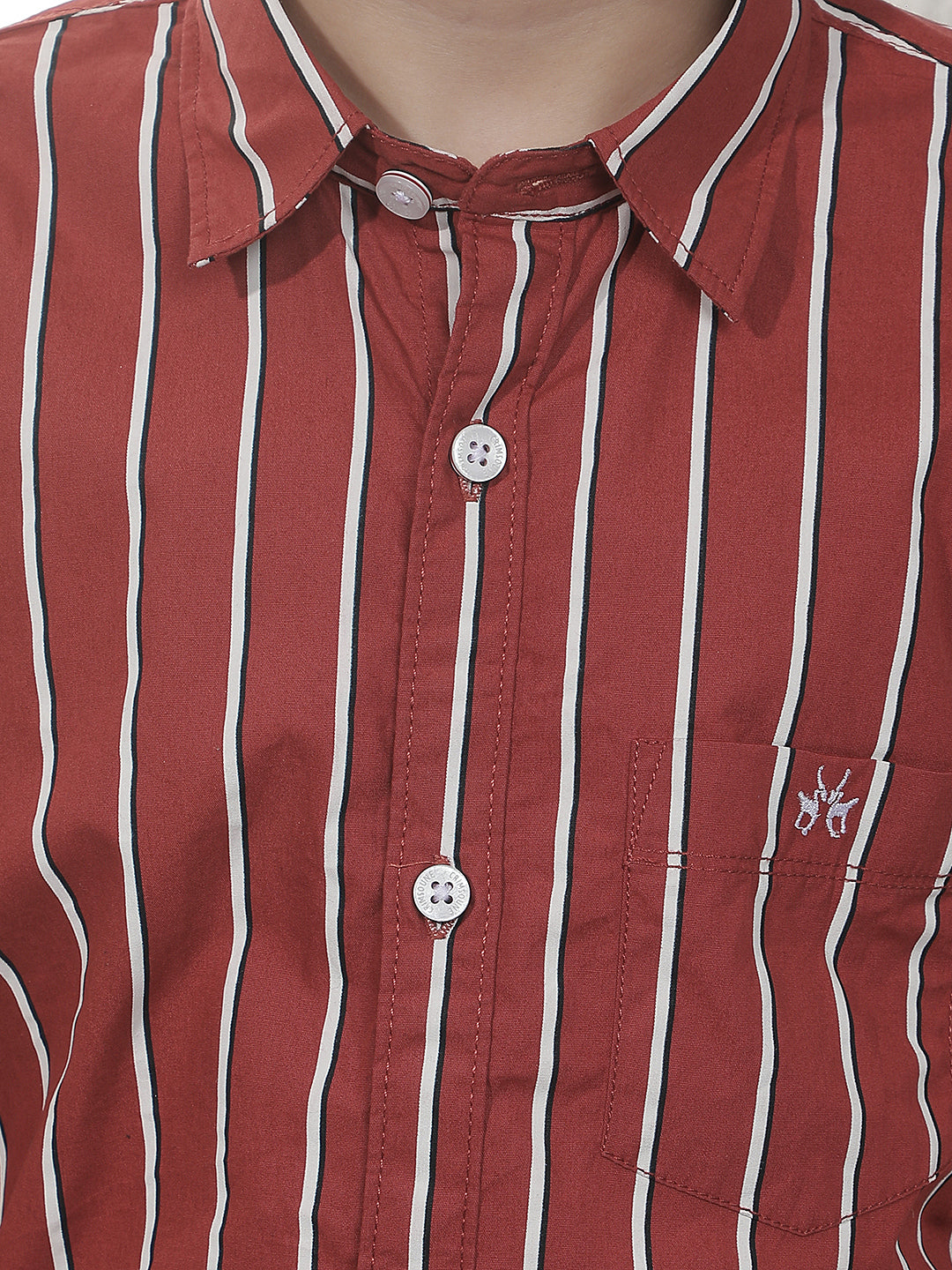Red Vertical Stripes 100% Cotton Shirt