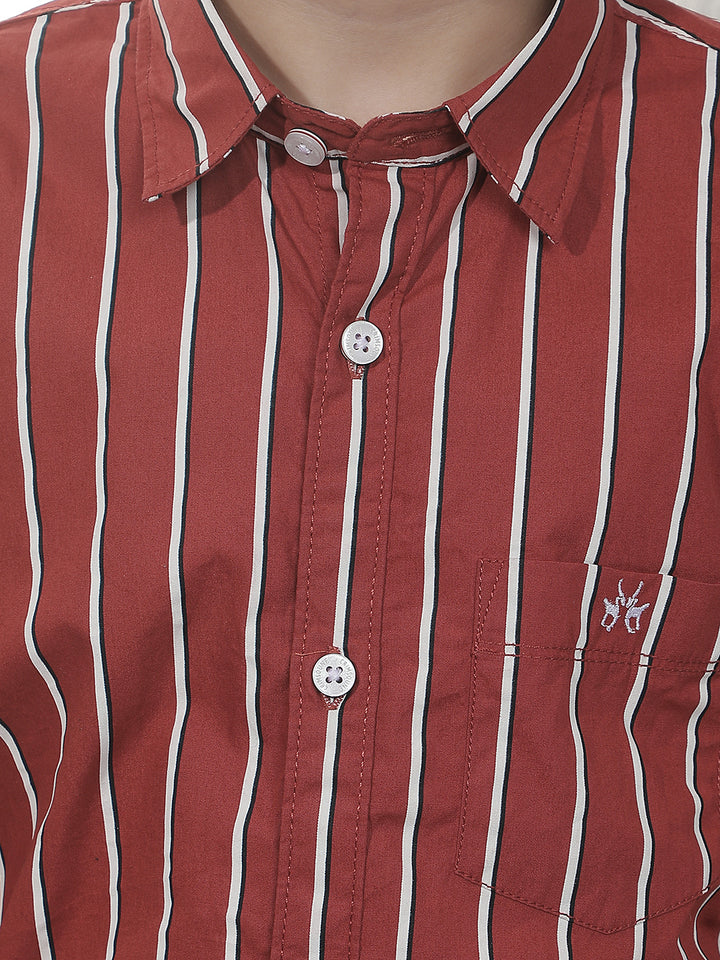 Red Vertical Stripes 100% Cotton Shirt