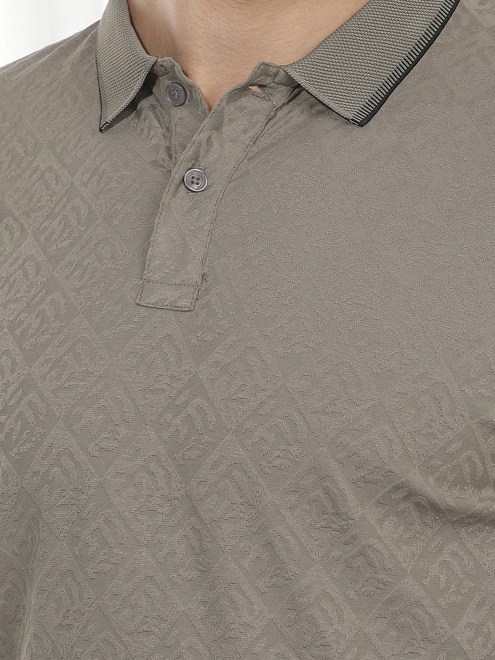 Olive Jacquard Polo T-Shirt