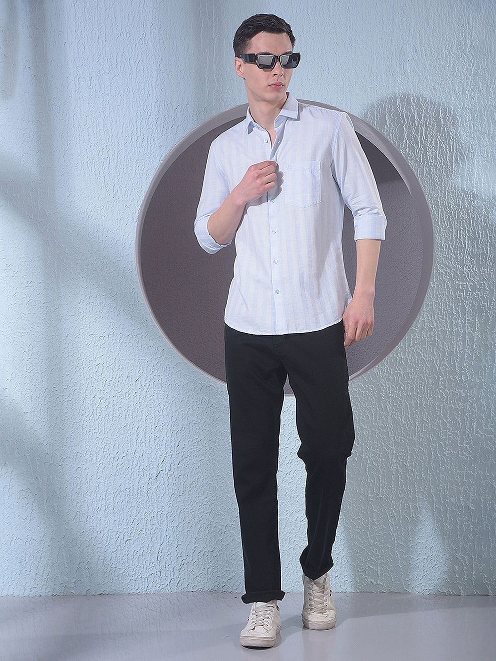 Blue Vertical Stripes Shirt