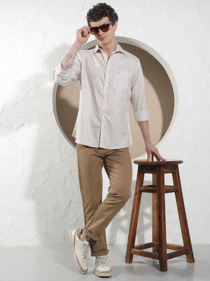 Classic Beige Printed Shirt