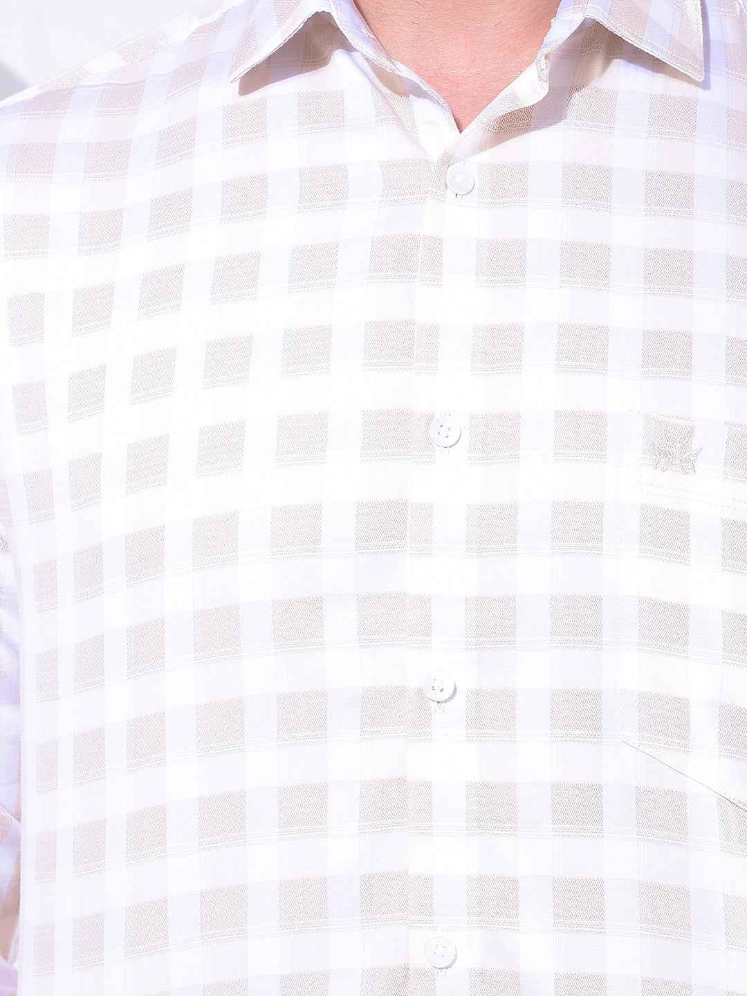 Tan Checked 100% Cotton Shirt