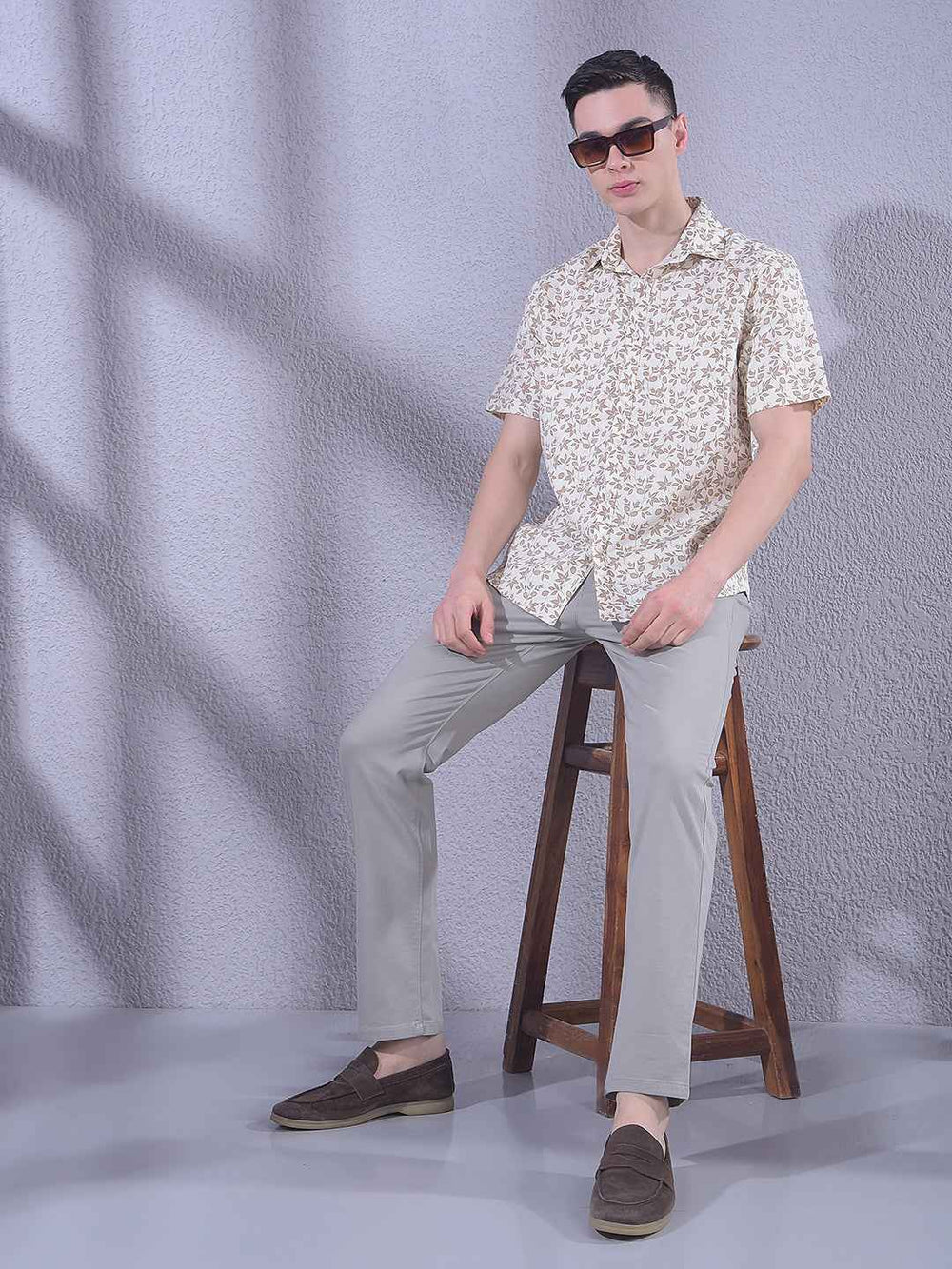 Brown Floral Print Shirt