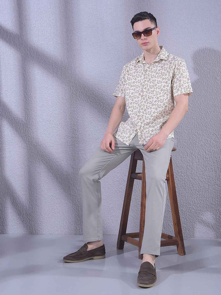 Brown Floral Print Shirt