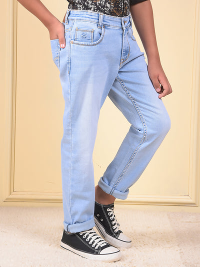 Casual Light Blue Light Wash Jeans