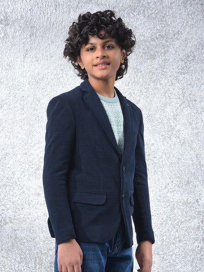 Navy Blue Notched Lapel Blazer