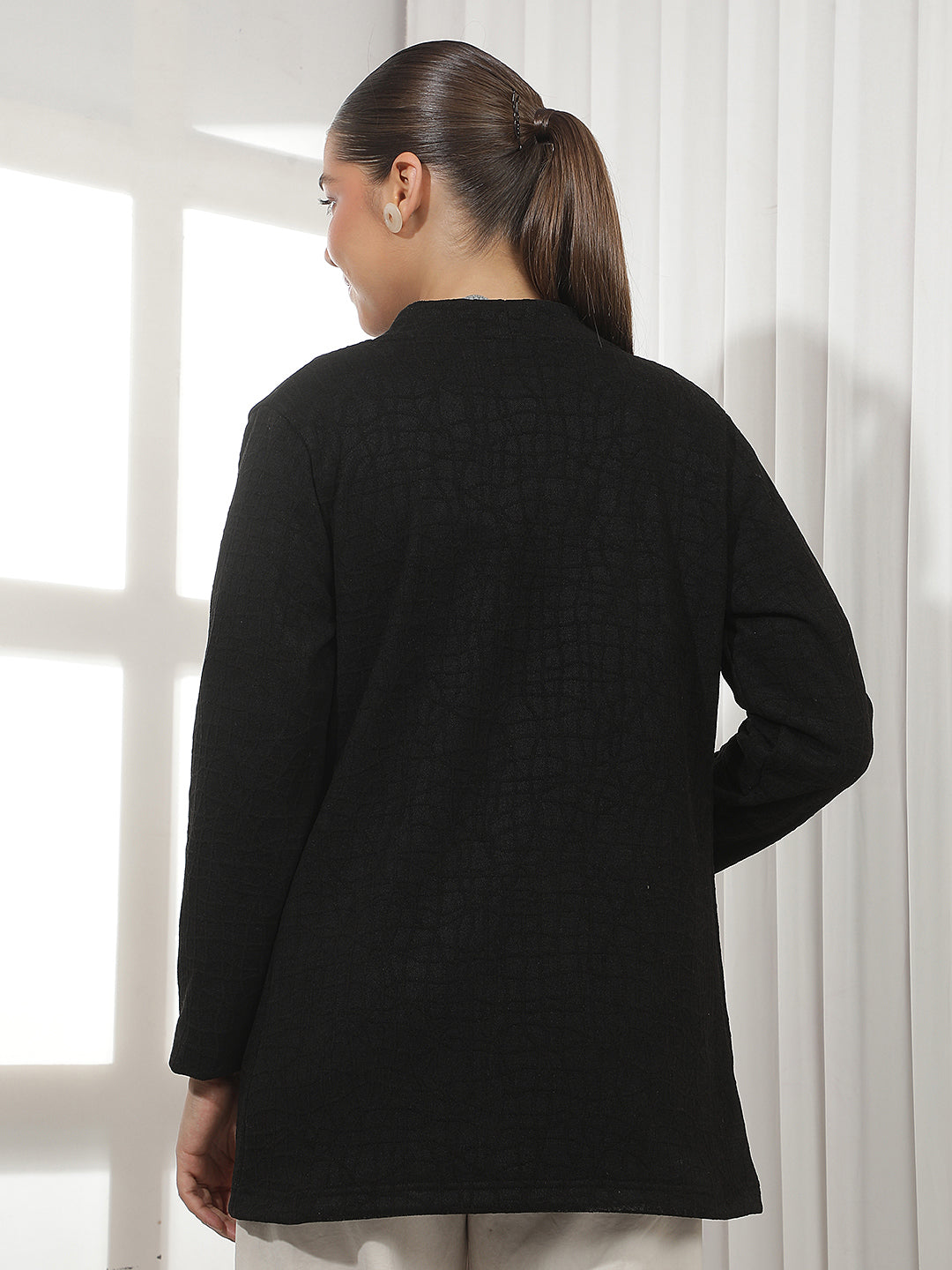 Contemporary Obsidian Black Jacquard Shrug