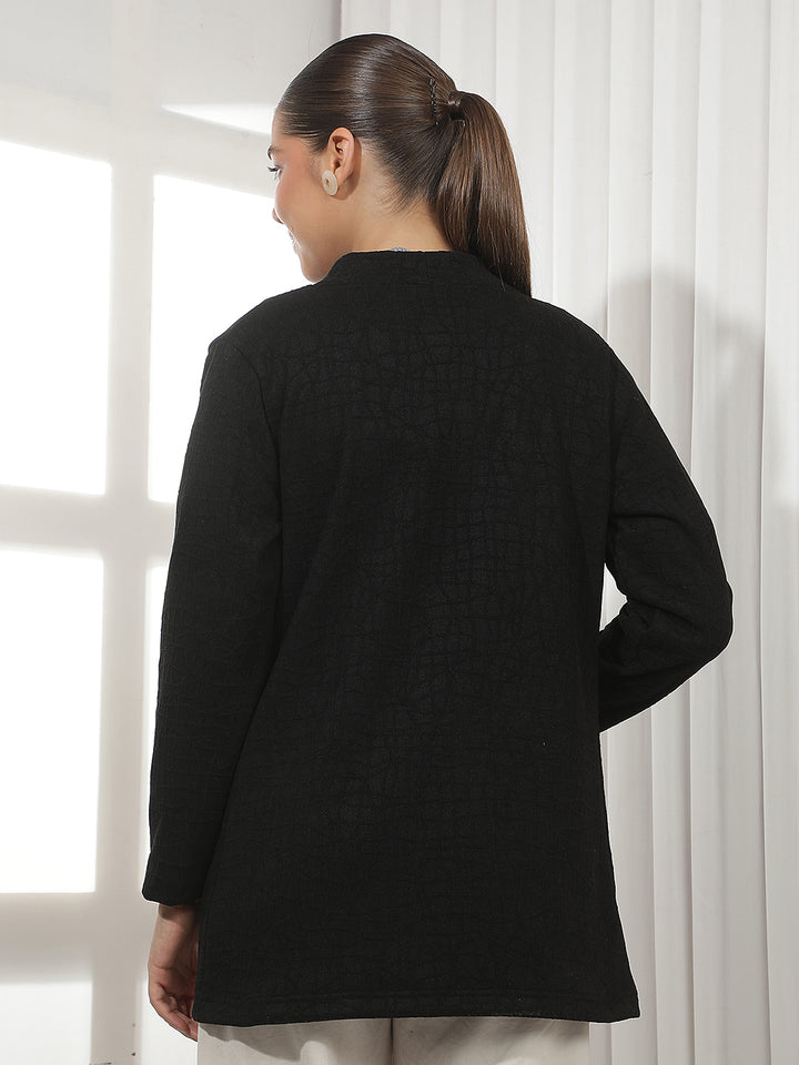 Contemporary Obsidian Black Jacquard Shrug