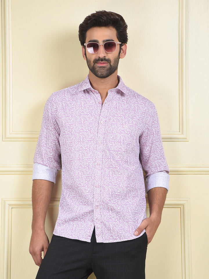 Purple Floral Print 100% Cotton Shirt