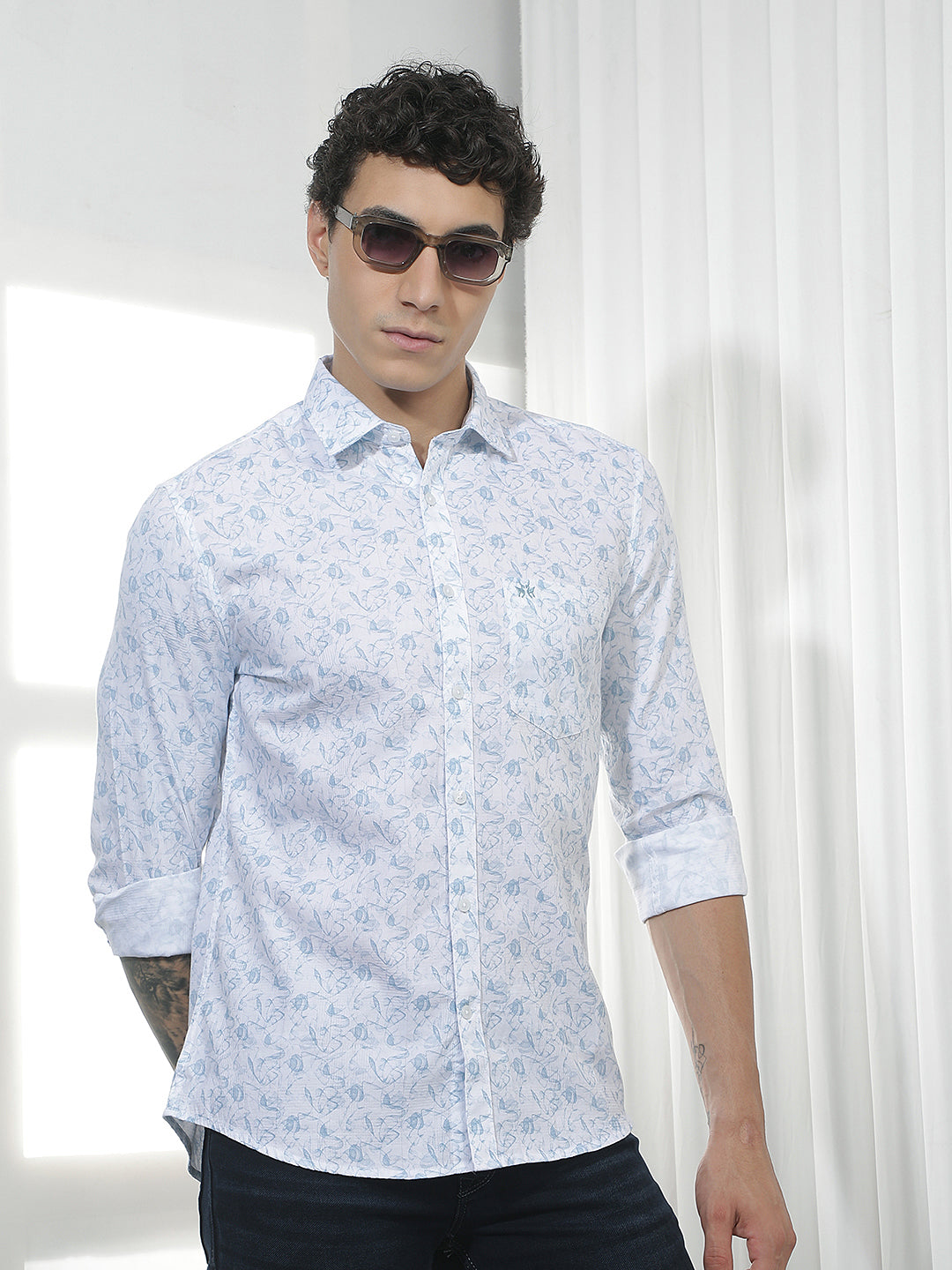 White Printed 100% Cotton Shirt