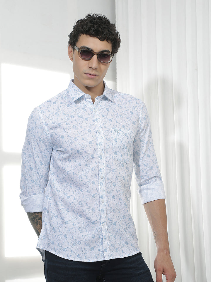White Printed 100% Cotton Shirt