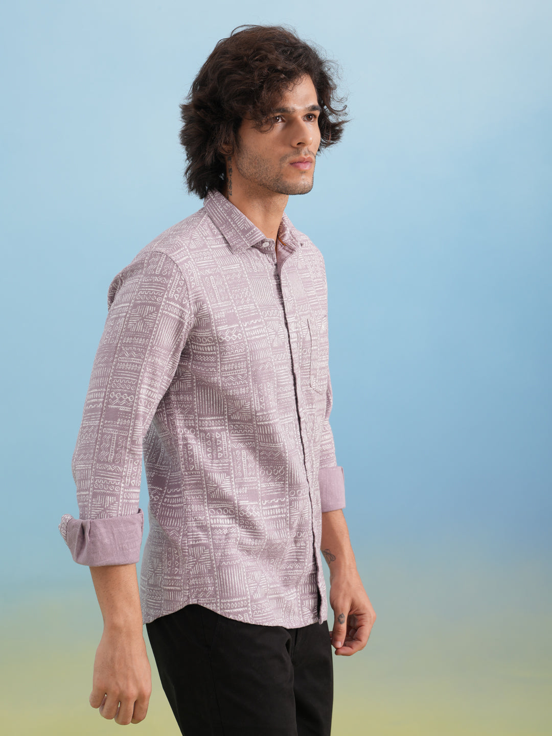 Pink Printed 100% Cotton Shirt
