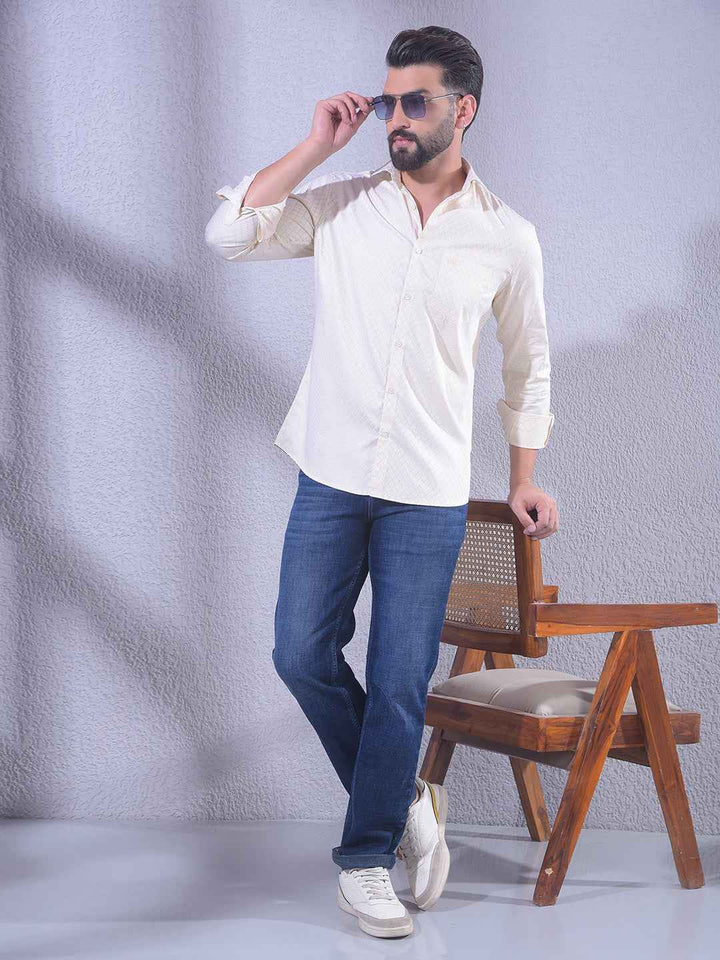 Yellow Printed 100% Cotton Shirt