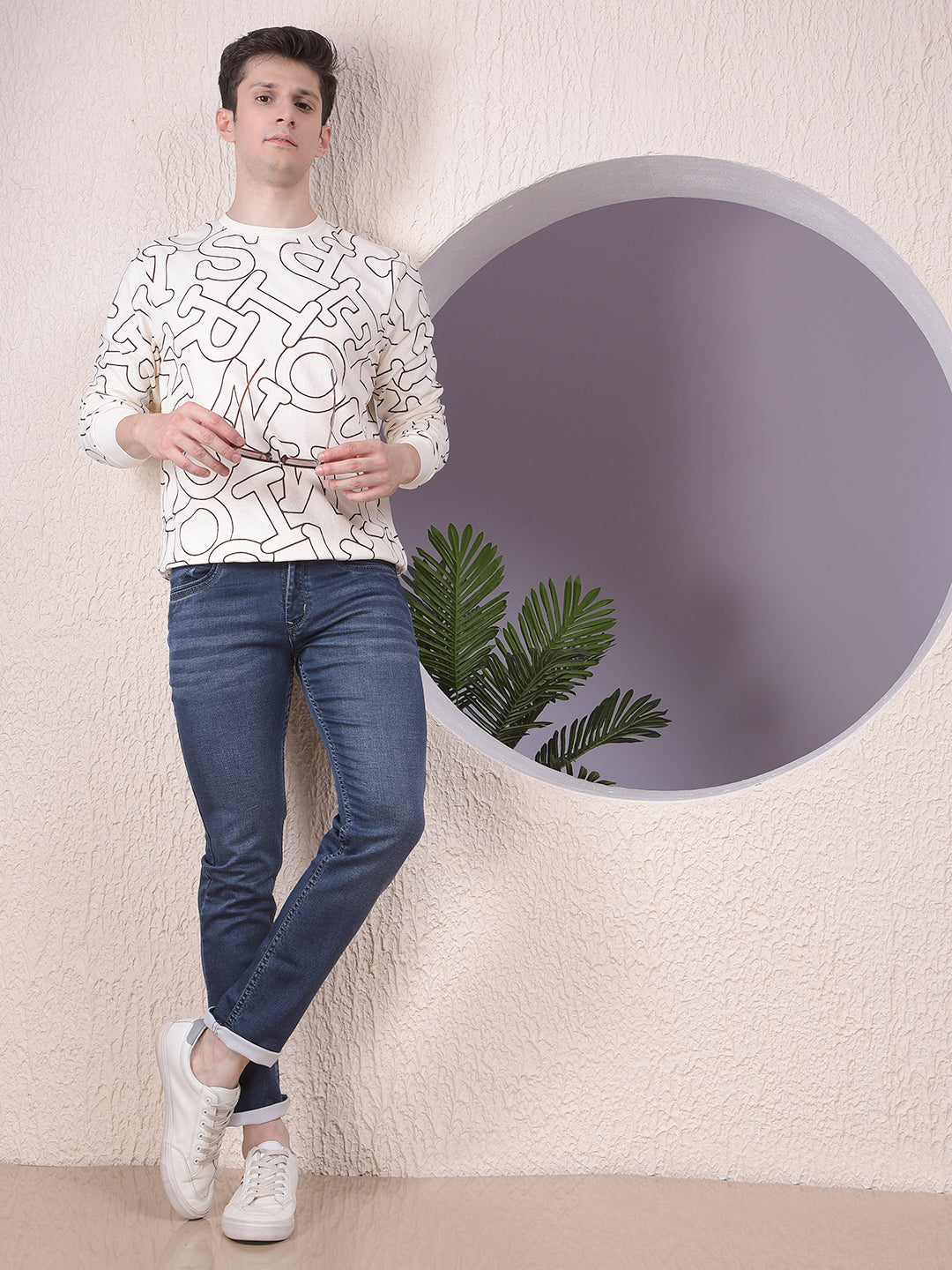 Cream Typographic Print Sweatshirt