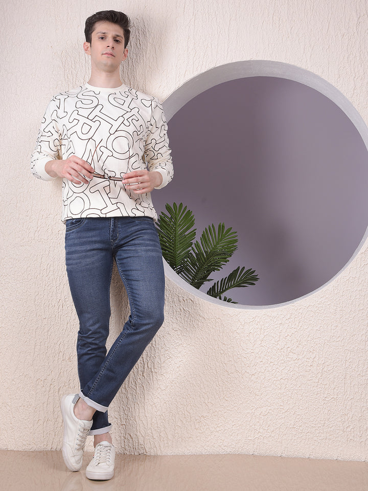 Cream Typographic Print Sweatshirt