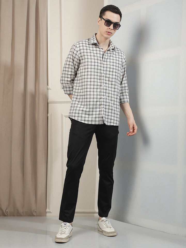 Purple Checked Linen Shirt