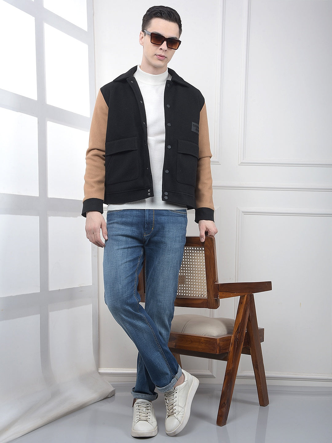 Black Color-Block Shacket