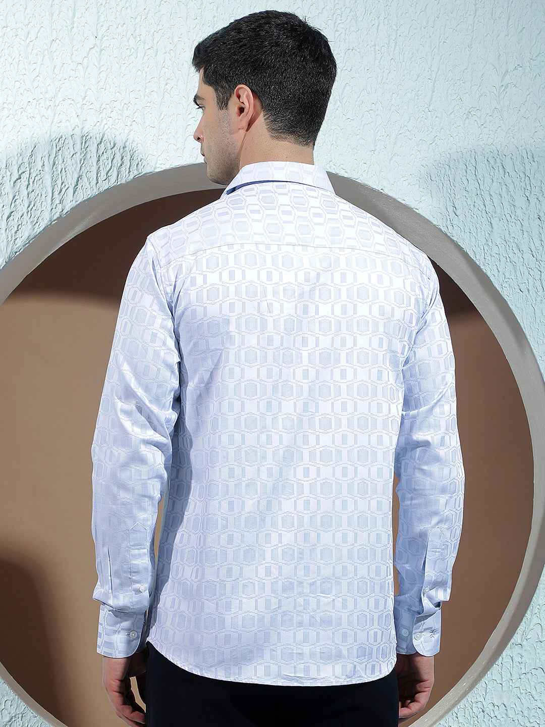 Blue Geometric Print 100% Cotton Shirt