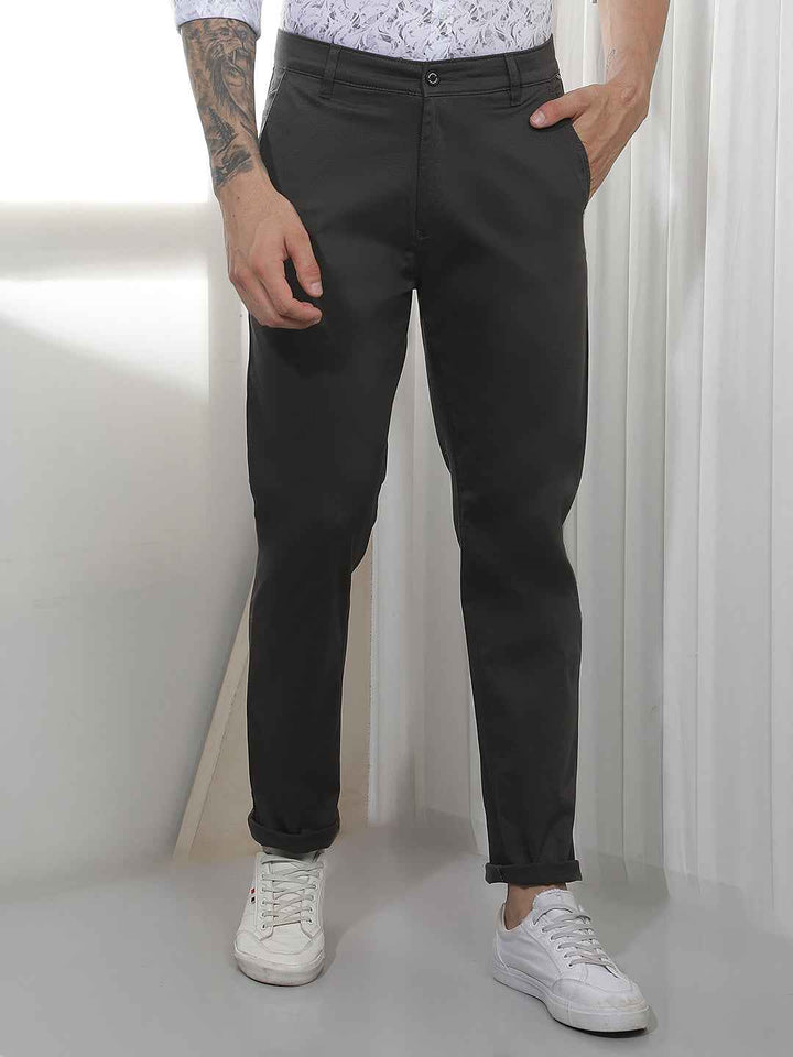 Black Dobby Cotton Trousers