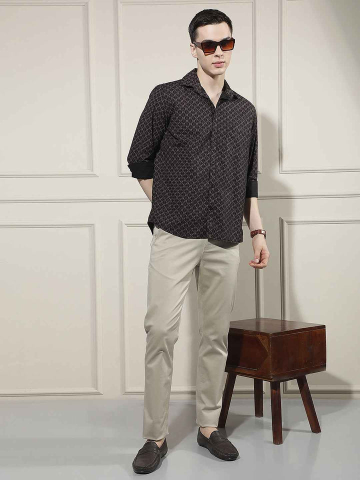 Classic Beige Dobby Trousers