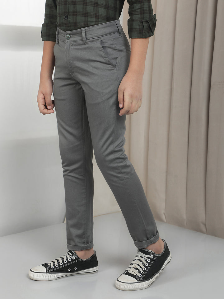 Grey Cotton Stretchable Trousers