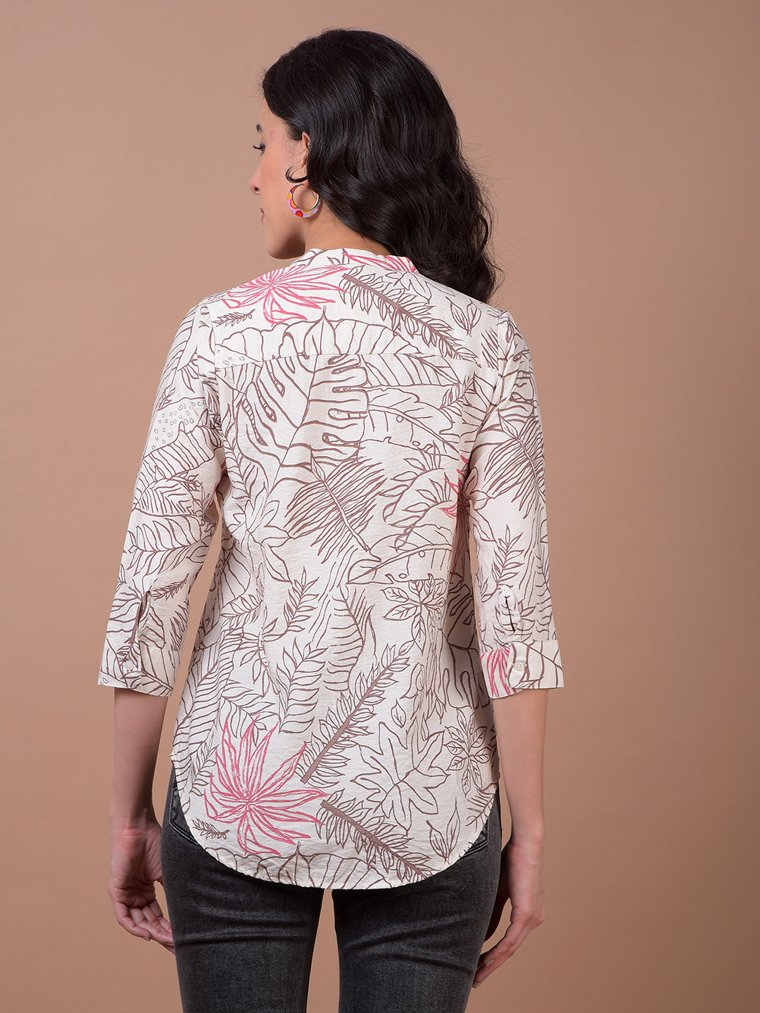 Pink Floral Print V-Neck Top