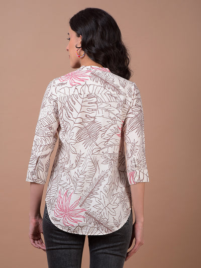 Pink Floral Print V-Neck Top
