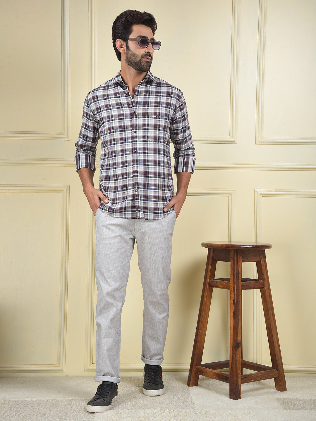 Iconic Wine Checked Shirt