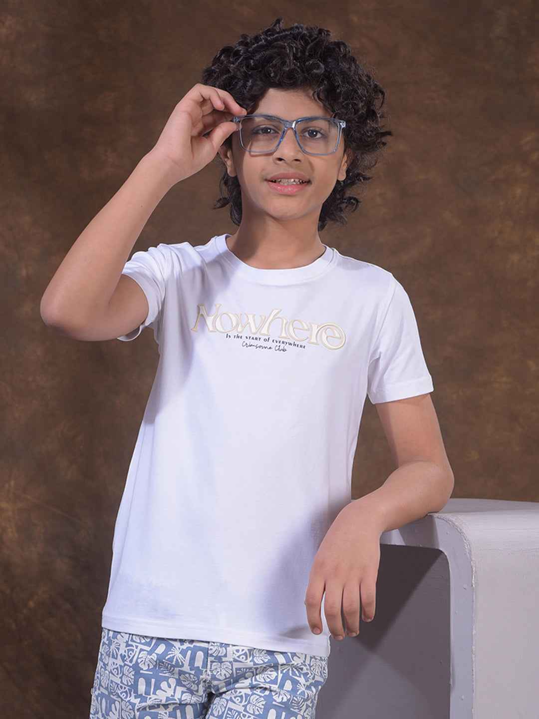 White Typographic Print T-Shirt