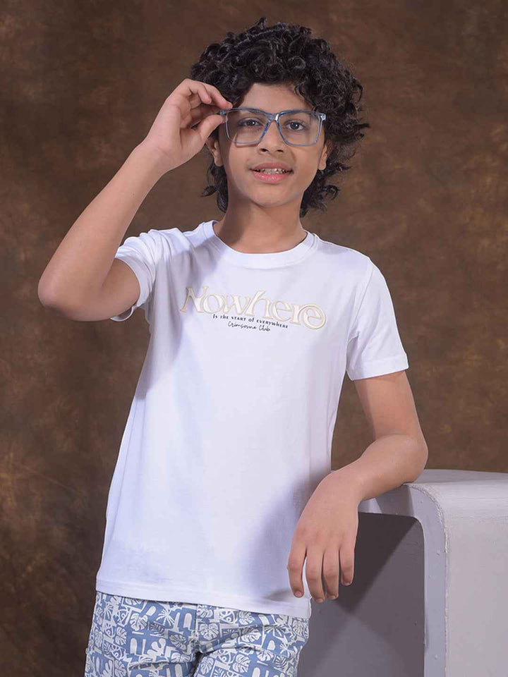 White Typographic Print T-Shirt