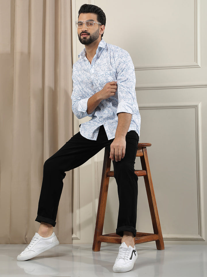 Essential Sky Blue Printed Shirt