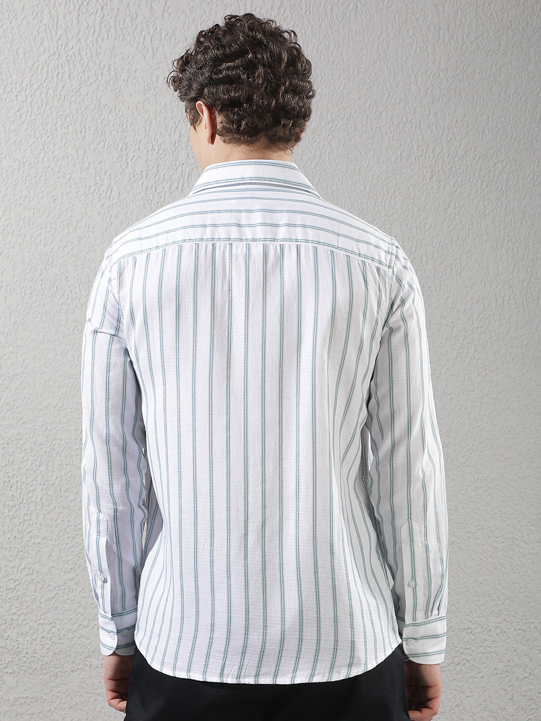 Mint Green 100% Cotton Verical Stripes Shirt