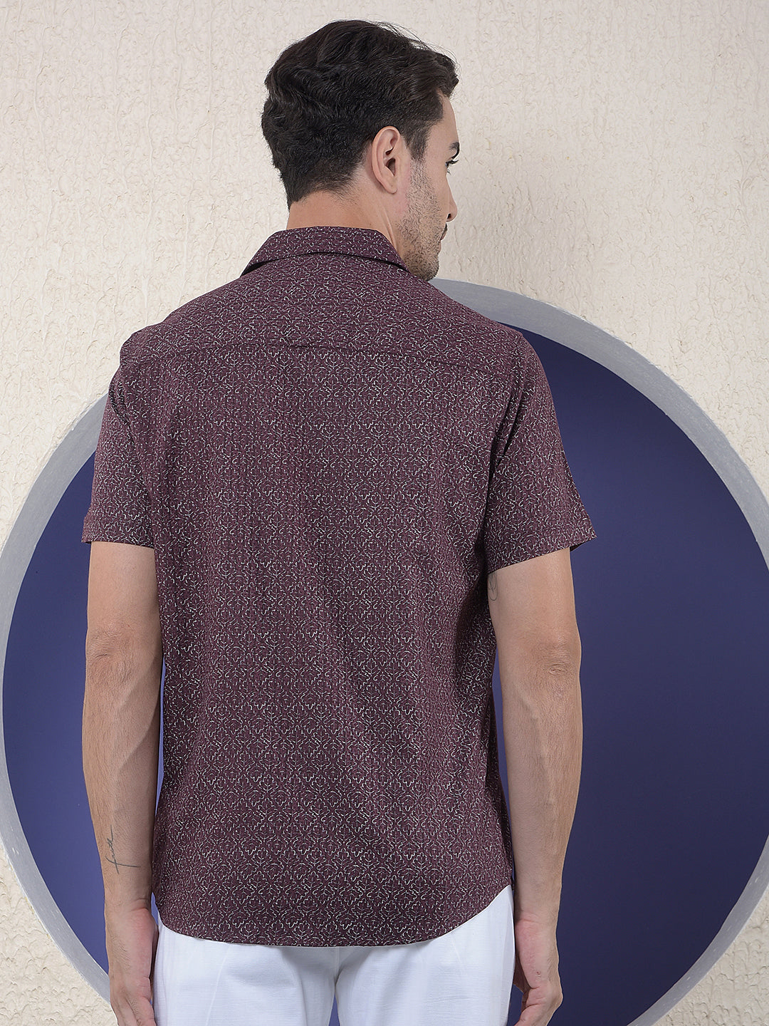 Wine Floral Print Shirt