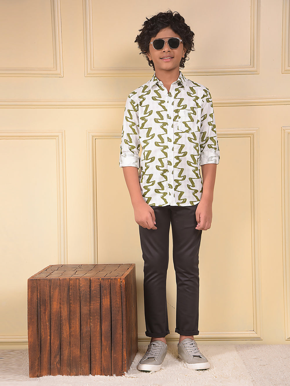 Olive Printed Trousers