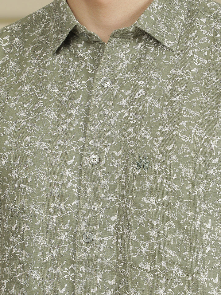 Green Floral Print Shirt