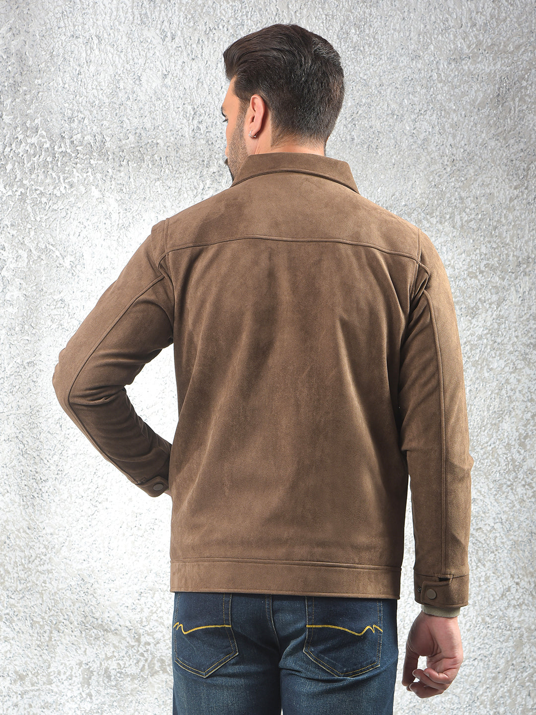 Stretch Fabric Brown Shacket