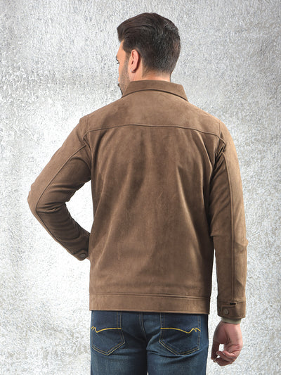 Stretch Fabric Brown Shacket
