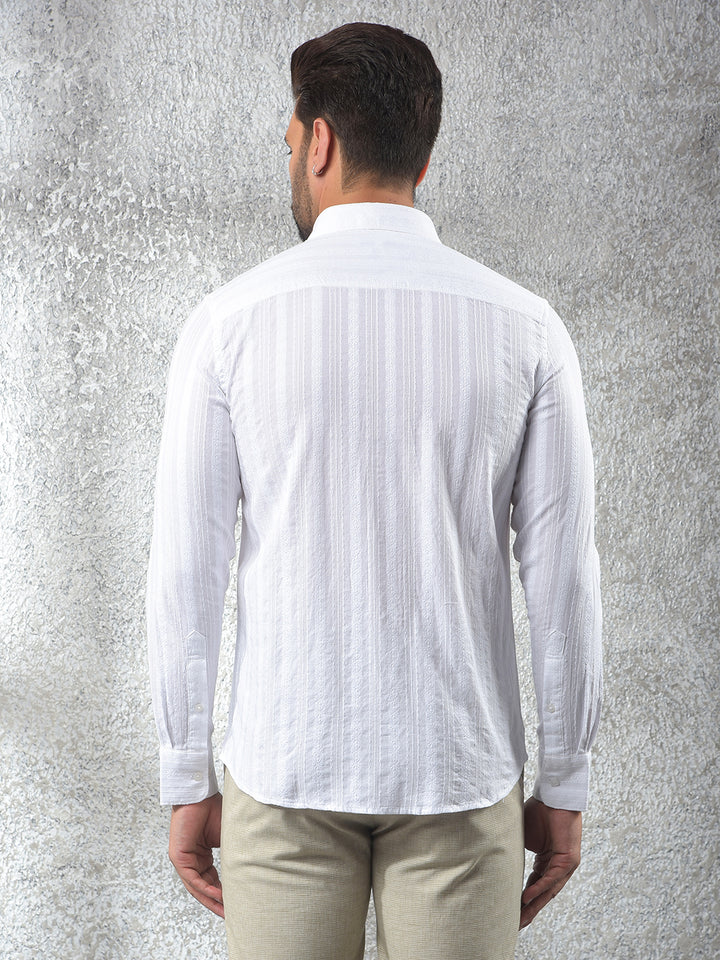 White Vertical Stripes 100% Cotton Shirt