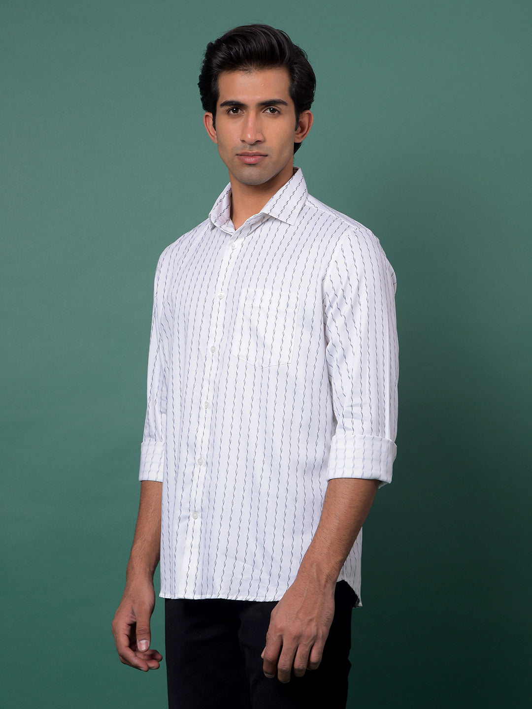 White Vertical Stripes Shirt