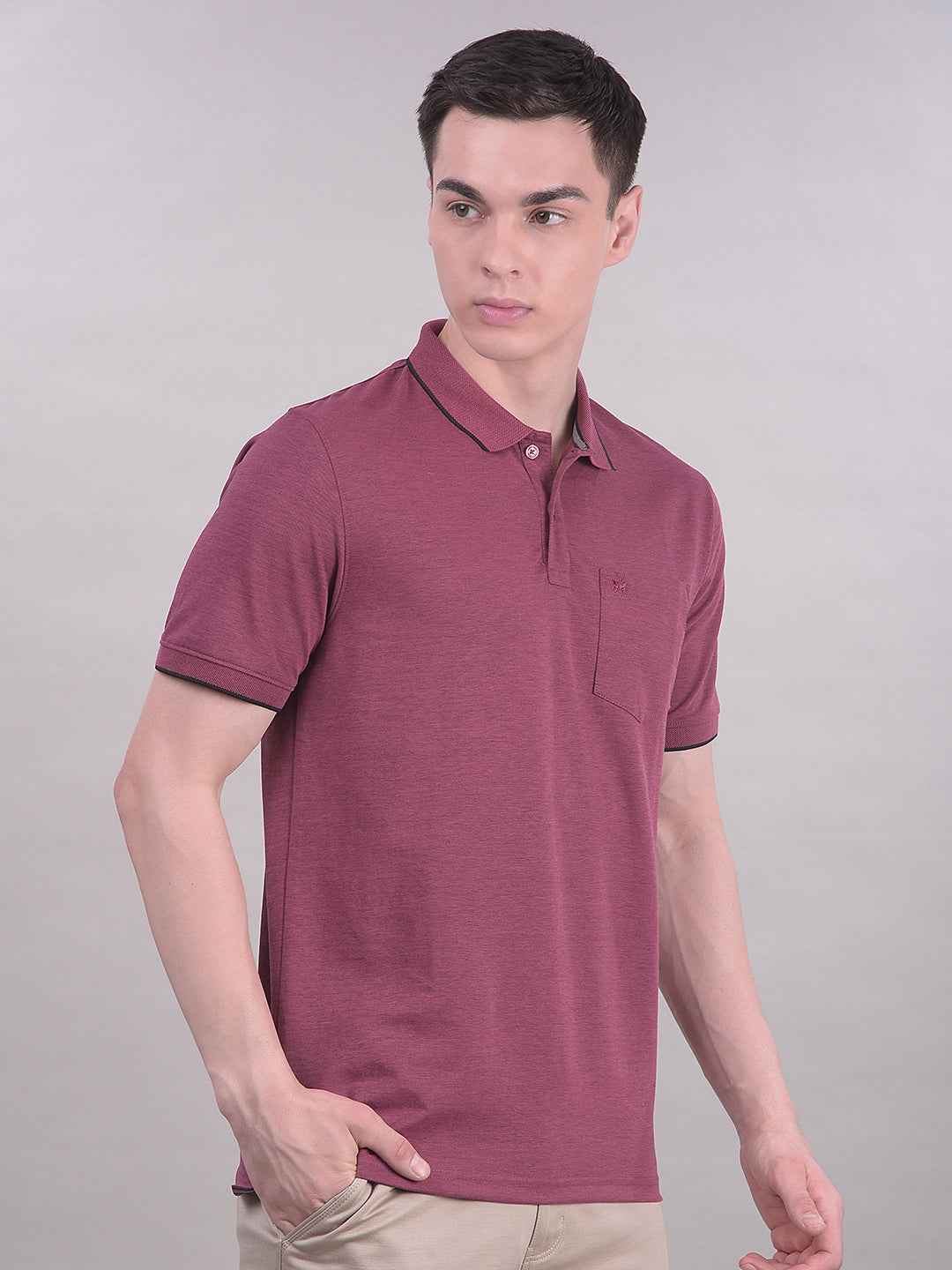 Wine Polo Neck T-Shirt