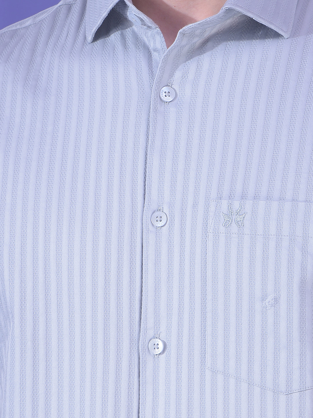 Grey Vertical Stripes 100% Cotton Shirt