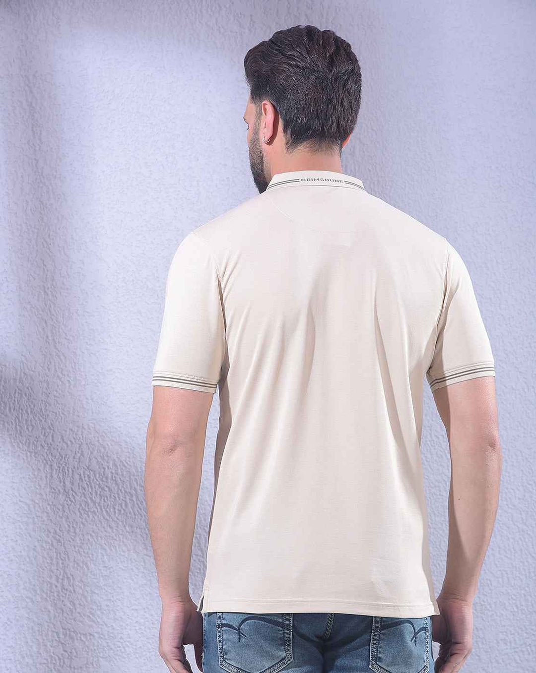 Beige Polo Neck T-Shirt