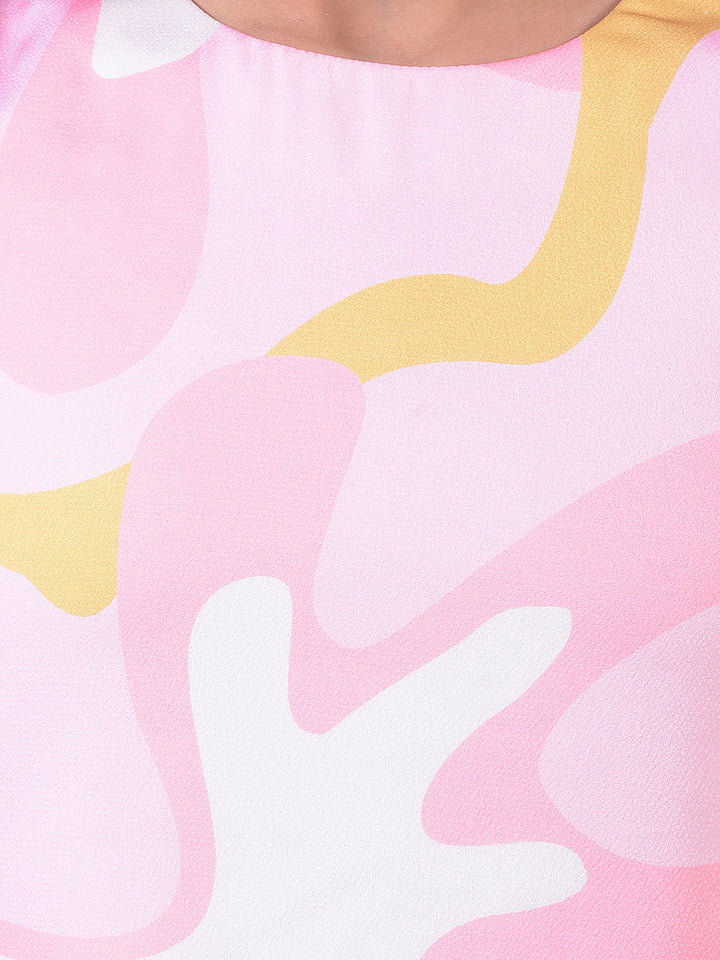 Pink Printed Sleeveless Top